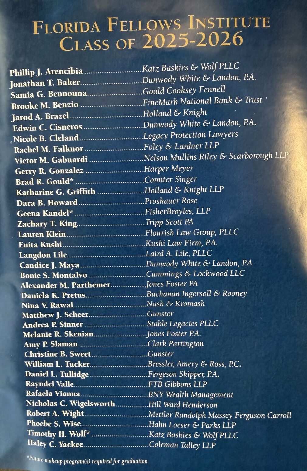 Haley Yackee listed in ACTEC Florida Fellows Institute Class of 2025-2026 North Florida estate planning attorney
